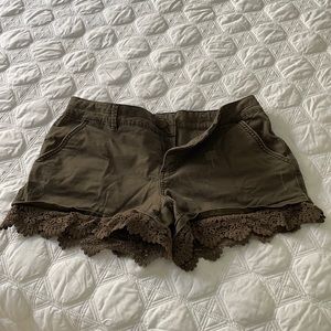 Womens Lace Trim Short, Maurices, 11/12, Olive